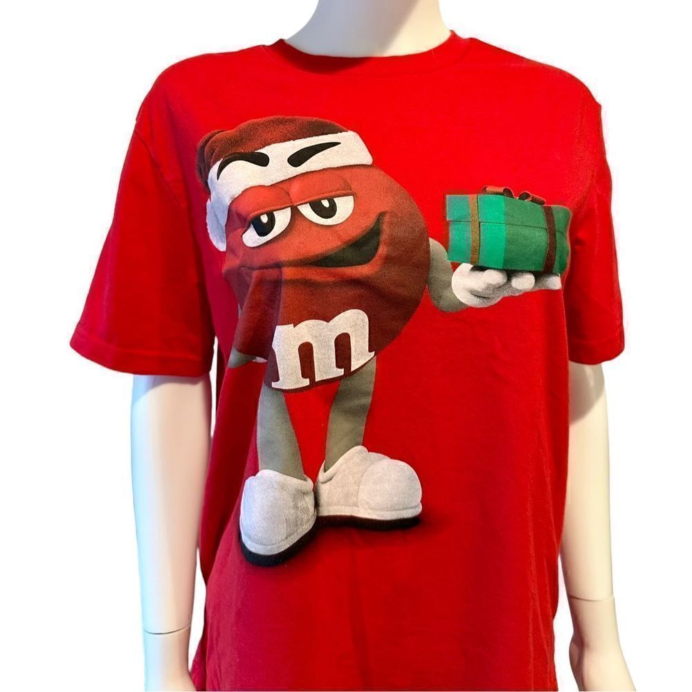 Christmas Gift Red M & M T-Shirt, Women’s Sz:M